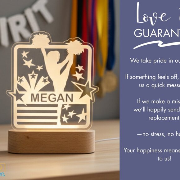 Personalized Cheerleader Night Light – Custom LED Lamp for Cheer Fans - Picture 6 of 8